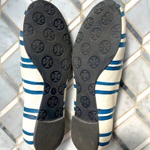 Tori Burch blue striped ballet flats size 6.5